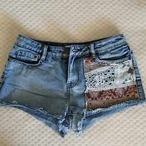 Bongo patchwork jean shorts